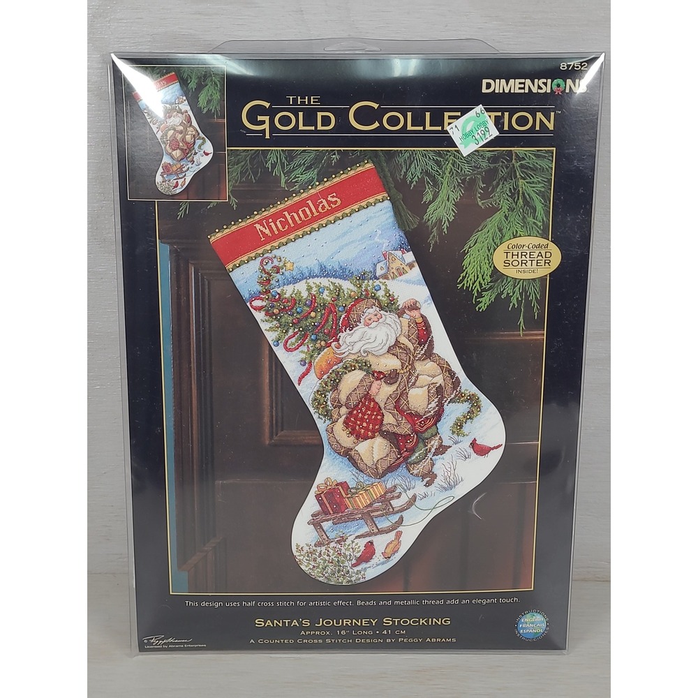 Dimensions Gold Collection Santa's Journey Stocking Cross Stitch Kit 8752